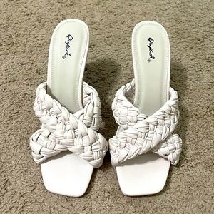 Size 9 White double cross braid heels